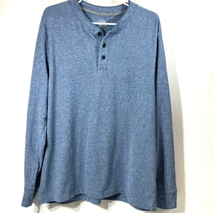 St. John's Bay Heather Blue 3-Button Legacy Henley Langarm Hemd Herren L - Bild 1 von 4