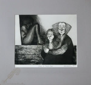 "Stars in Their Eyes" vintage illustrated Clown Art 1975 signed numbered - Picture 1 of 6