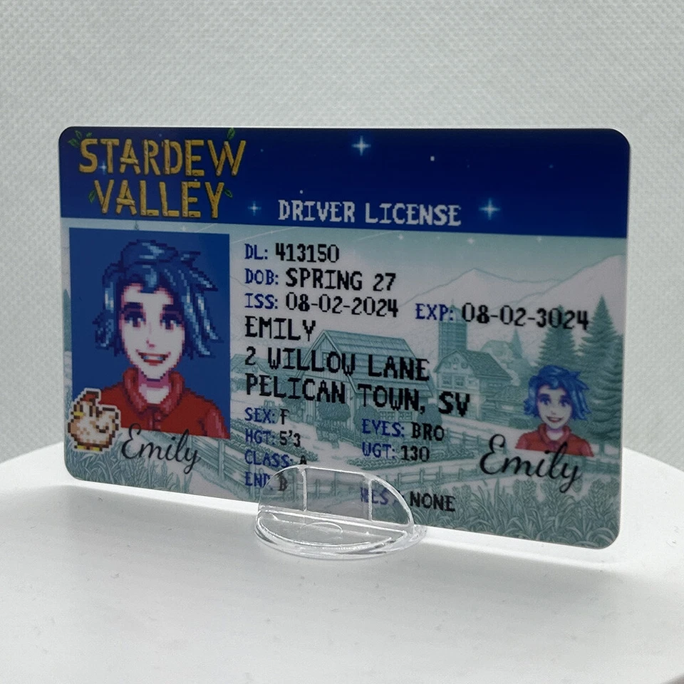 Stardew Valley Driver License Card | Character ID Prop | Stardew Valley Gift