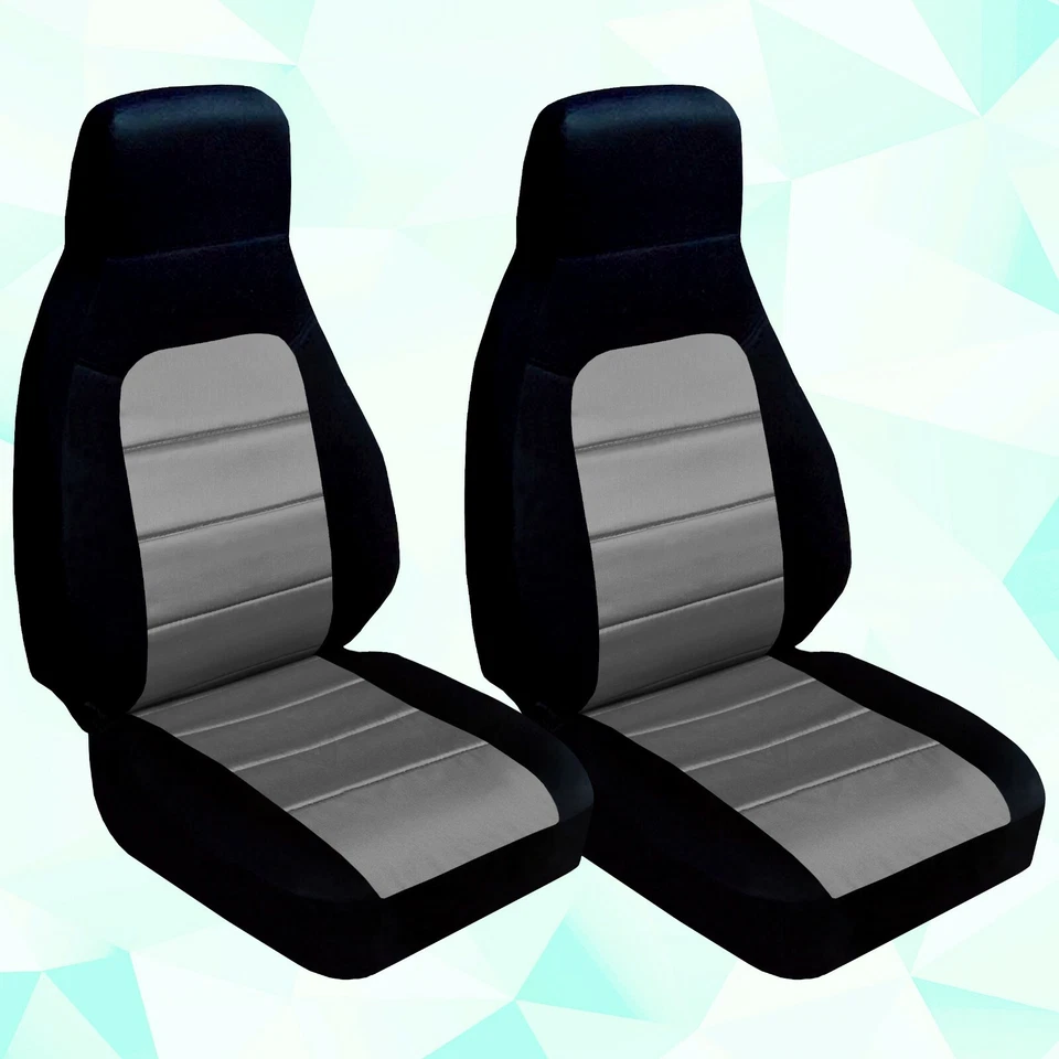 Juego fundas asiento coche delanteras se adapta a MAZDA MIATA 1990-2012 negro y plata Foto 1 de 1