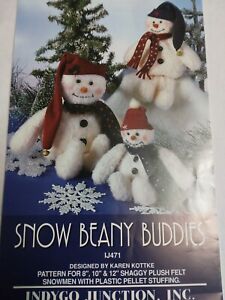 Plush Stuffed Snowman Beany Buddies Doll IJ471 Craft Pattern Indygo Junction
