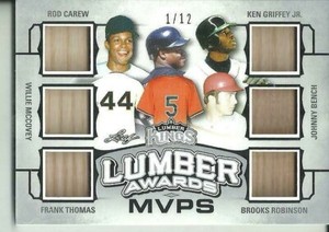 2020 LEAF LUMBER KINGS LUMBER AWARDS MVPS 6 BATR RELIC #1/12~~GRIFFEY JR.& MORE!