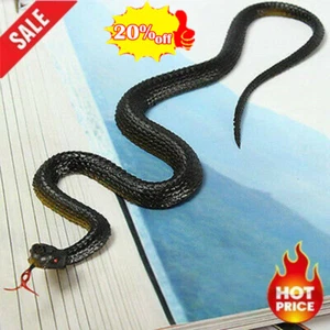 Black Fake Snake Realistic Rubber Toy Props NEW US - Picture 1 of 11