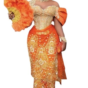 African Wedding Dress for women/Nigerian Wedding Guest Dress/George fabric Dress - Picture 1 of 5