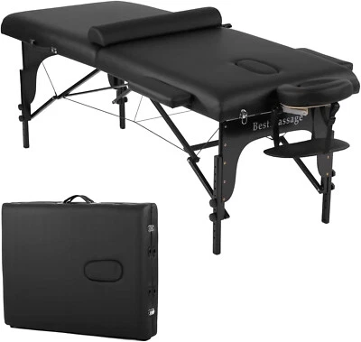 Cama de masaje portátil mesa de masaje cama de pestañas 77” largo*30” ancho PU cama spa altura Foto 1 de 4