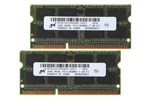 Lot Micron 2X 2GB 2RX8 DDR3 1066MHz PC3-8500S 204PIN RAM SODIMM Laptop Memory/—— - Picture 1 of 8