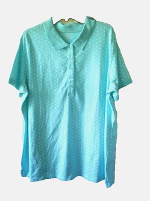 Camisa Polo Damas Plus Aruba Lunares Azules Talla 2X Nueva Foto 1 de 2