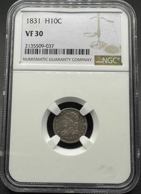 1831 CAPPED BUST SILVER HALF DIME NGC VF30 11EBA25 - Image 1 of 4
