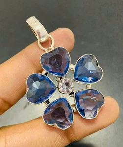 Iolite Quartz Gemstone 925 Sterling Silver Handmade Pendant Jewelry Gift For - Picture 1 of 3