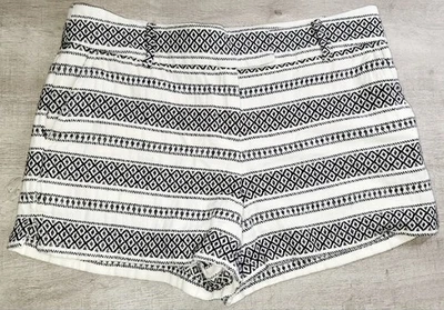 Pantalones Cortos Ann Taylor LOFT Para Mujer Marfil Negro Boho Algodón Lino Talla 4 XS S Foto 1 de 4