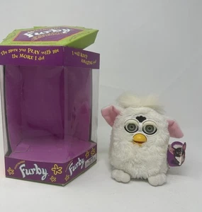 Furby 1998 bola de nieve blanca con ojos azules caja abierta 70-800 Tiger Electronics LEER - Imagen 1 de 10