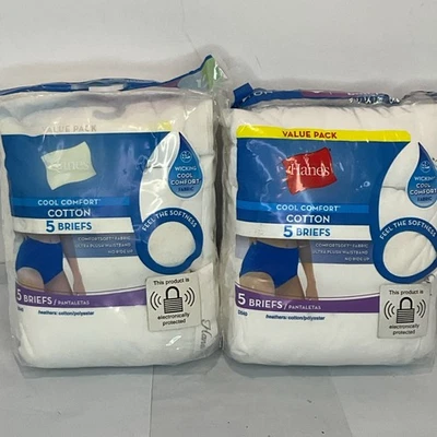Women’s Hanes Tagless Cotton Briefs Size 12 Two Pack Of 5 For 10 Total Pair Whit - Image 1 of 4