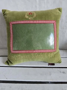 Christmas Wish List/ Photo Pillow Green with wreath 9x9 in. - Picture 1 of 4