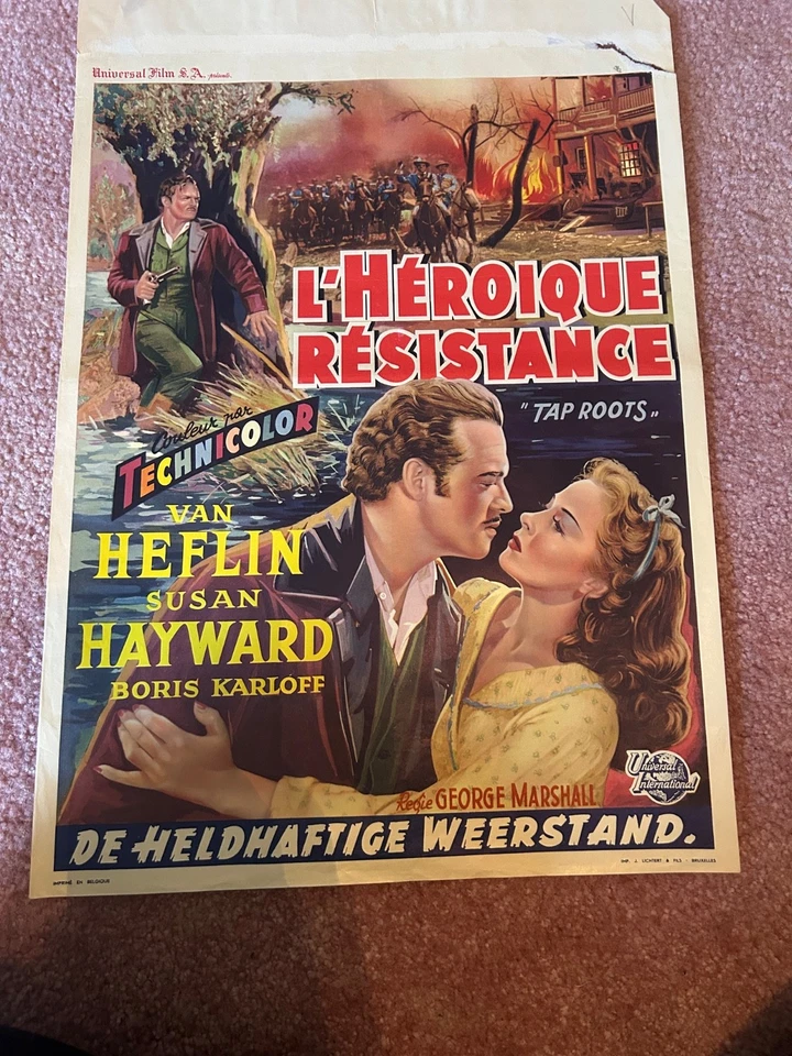 Vintage Movie Poster Belgium "Tap Roots" 1948 Van Heflin Susan Hayward - Image 1 of 1