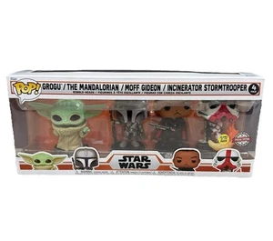 Funko POP! Star Wars The Mandalorian Grogu Glow In The Dark 4 Pack Collectable - Picture 1 of 8