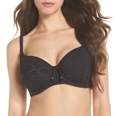 Top de natación de bikini Freya Sundance negro de encaje con aros 34DD NEGRO ajustable Foto 1 de 4