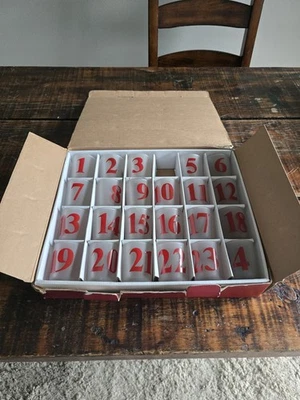Pottery Barn Christmas Advent Calendar Votive Set Of 24 Red Numbered Glass READ - Image 1 of 4