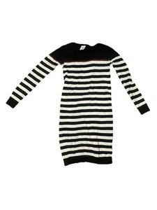 Mamalicious Knit Maternity jumper Dress Black With White Stripe UK Size 6 - Picture 1 of 2