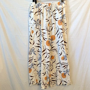 Calypso St. Barth Tropical Floral Linen Wide Leg Resort Boho Beach Pants LG New - Picture 1 of 10