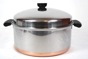 Revere Ware Copper 6 Quart Pre 68 Dutch Oven Stock Pot w/ Dome Lid Vintage - Picture 1 of 11