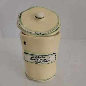 Vintage 2001 Julia Junkin Weber Grilling Spices Ceramic Canister with Lid 4 3/4" - Picture 1 of 12