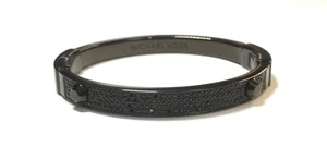 Michael Kors Black Pave Stone Black Plated Hard Bangle Cuff Bracelet - Picture 1 of 12