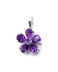 Colgante de flores de amatista en oro blanco de 18 K - Imagen 1 de 1