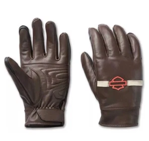 Harley-Davidson Victory Lane Leather Gloves Brown 9810423VM Sz Small Touch Tech - Foto 1 di 1