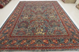 10 x 13 ft Green Turkish Hereke Super fine Hand Knotted Wool Geometric Rug - Picture 1 of 21