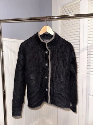 Suéter Blazer Chaqueta Venesha Angora Negro Difuso Cuello Simulado Mujeres Talla S Foto 1 de 4