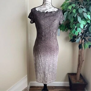 Vestido de Cóctel Onyx Nite Vieira Hombro Descubierto Ombré Marrón Talla 8 - Imagen 1 de 16