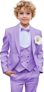 Boys 3 Pieces Slim Fit Suit Kids Tuxedo Suits for Boys Prom Wedding Party Formal - Picture 1 of 34