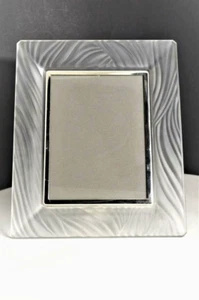 Vintage Frosted Crystal Glass Picture Frame  Heavy Frame for 5 1/2 x7 1/4" Photo - Picture 1 of 5