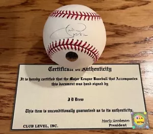 J.D. DREW signiert signiert RAWLINGS offizielle Ausstellungen Baseball Club Level HOLO - Bild 1 von 4