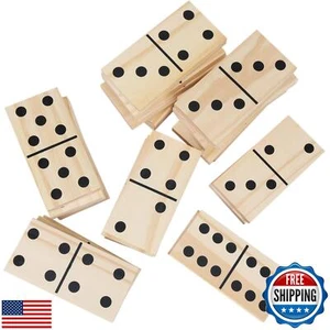 GOTHINK Giant Wooden Dominos Set for Adults and Kids,28pcs Jumbo Natural Wood - Picture 1 of 5