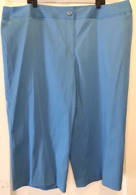 Ashley Stewart Size 24W Blue Turquoise Welt Pockets Wide-Leg Capri Pants NWT - Image 1 of 4