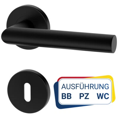 Schwarz Türbeschlag UNO L-Form Türbeschlag; Türgriff Türklinke Drückergarnitur - Bild 1 von 4