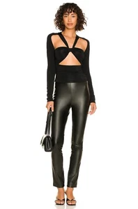 NUEVOS PANTALONES DE CUERO VEGANO RONNY KOBO GILLIAN NEGROS 191340DSL TALLA S $428.00 - Imagen 1 de 8