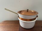 Vintage Daewoo Korean Double Boiler Ceramic Copper Brass Pot Lid Kitchen Decor
