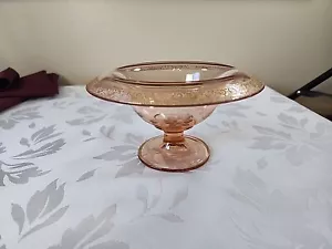 Piedistallo Composta Rosa Depressione Oro Incrostato Taglio Cerchio Disegno Floreale - Foto 1 di 11