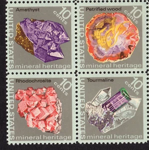 Scott #1541a Minerali Blocco di 4 francobolli - MNH Ametista 1° - Foto 1 di 1