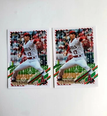 2021 Topps Holiday Metallic Snowflakes and BASE Shohei Ohtani - #HW80 ANGELS - Image 1 of 3