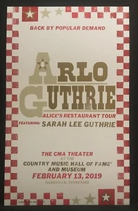 Póster impreso de espectáculo hatch CMHOF Arlo Guthrie Alice's Restaurant Tour 13 de febrero de 2019 - Imagen 1 de 1