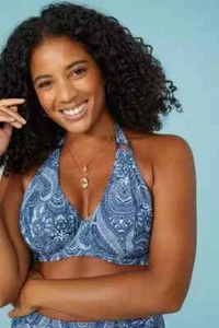 Debenhams - Gorgeous - Plunge Halter Bikini Top - Navy - Size 30GG BNWT RRP £30. - Picture 1 of 16