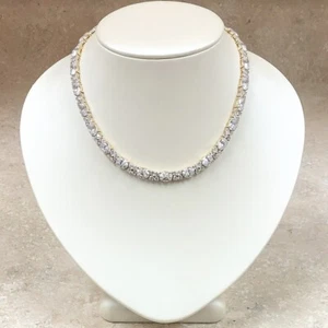30CT Lab-Created Oval Cut Diamond Tennis Women's Necklace 14K Yellow Gold Plated - Picture 1 of 6