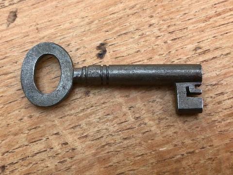 victorian or edwardian  steel hollow bore key !  padlock or box  . ref 28 Cover