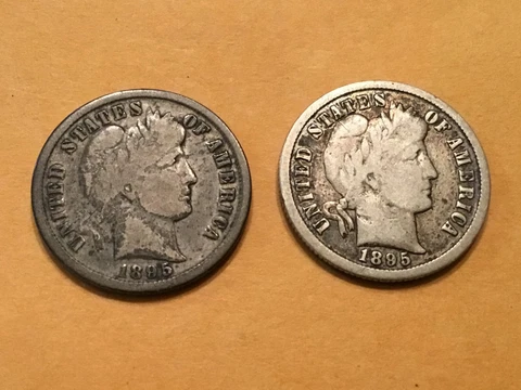 1895 P & 1895 S  Barber Dimes    2 coins Cover