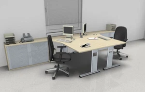 Doppelarbeitsplatz GD44 Doppelschreibtisch Bürotisch Rollladenschrank Büromöbel - Bild 1 von 6