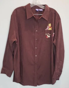 Disney Damen XL braun Samt bestickt Winnie Puuh Ferkel Shirt - Bild 1 von 4