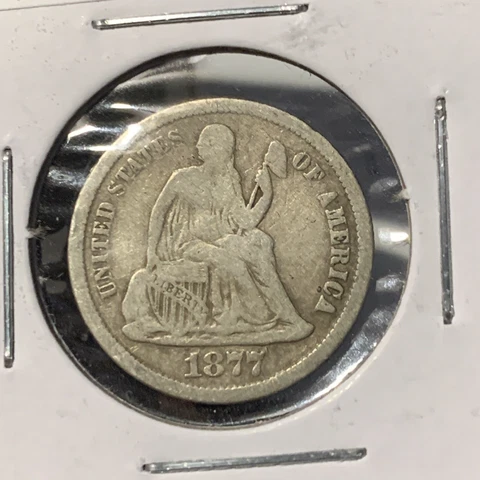 1877 CC Seated Liberty Silver Dime 10c Carson City Mint Obsolete Type Coin Cover